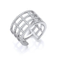 Silver Open Rectangular Designs CZ Ring