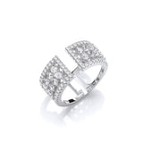 Silver Open Ring With Micro Pave CZ's