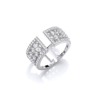 Silver Open Ring With Micro Pave CZ's