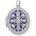 Silver Oval CZ Locket