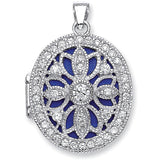 Silver Oval CZ Locket