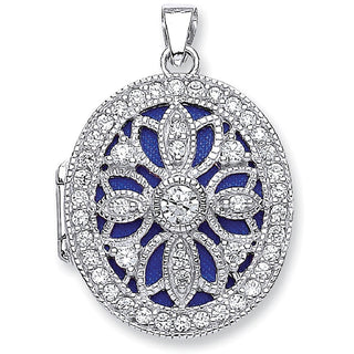 Silver Oval CZ Locket