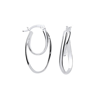 Silver Oval Hoop Earrings