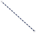 Silver Oval Sapphire Blue Glass & Clear Emerald CZ Tennis Bracelet
