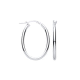Silver Oval Tube Hoop Earrings 1.5g