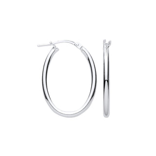 Silver Oval Tube Hoop Earrings 1.5g