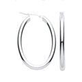 Silver Oval Tube Hoop Earrings 3.4g