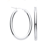 Silver Oval Tube Hoop Earrings 3.4g