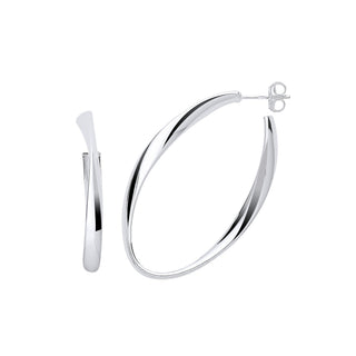 Silver Oval Twisted Large Hoop Earrings