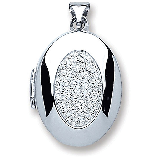 Silver Oval With Crystals Locket