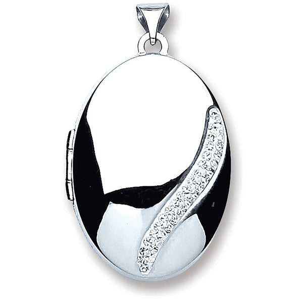 Silver Oval With Crystals Locket (£120)