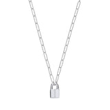 Silver Paper Clip Chain, Padlock Necklace
