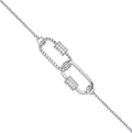 Silver Paper Clip CZ Ladies Bracelet