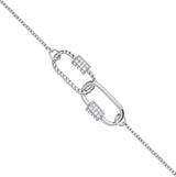 Silver Paper Clip CZ Ladies Bracelet