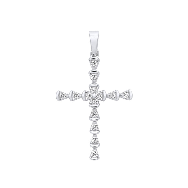Silver Part Rub-over CZ Cross