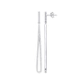 Silver Pave CZ Oval Linear Drop Earrings