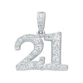 Silver Pave Set CZ 21 Drop Pendant