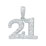 Silver Pave Set CZ 21 Drop Pendant