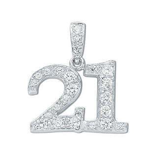Silver Pave Set CZ 21 Drop Pendant