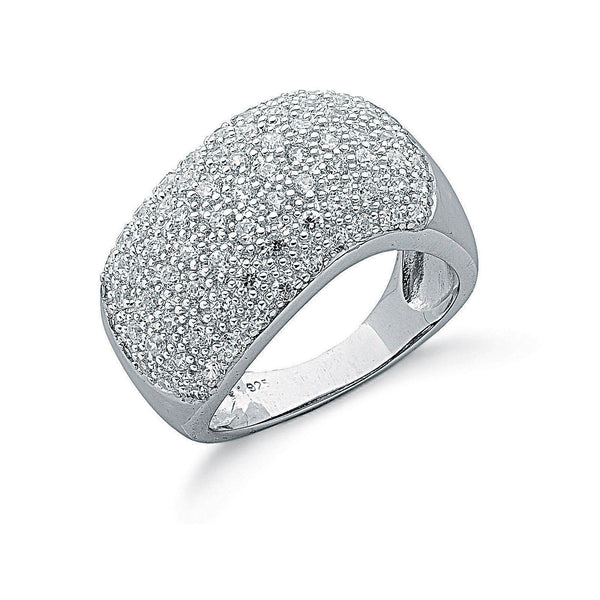 Silver Pave Set CZ Bombay Ring L