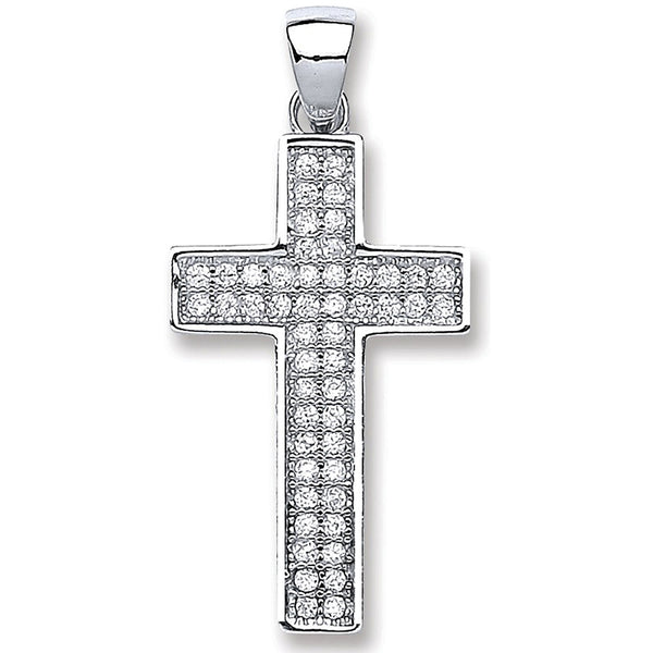 Silver Pave Set CZ Cross 1.6g