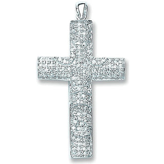 Silver Pave Set CZ Cross 6.2g