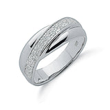 Silver Pave Set CZ Cross Over Ring