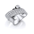 Silver Pave Set CZ Cross Over Ring K