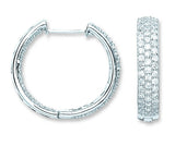 Silver Pave Set CZ Hoop Earrings