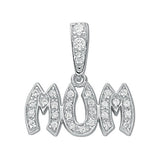 Silver Pave Set CZ Mum Drop Pendant