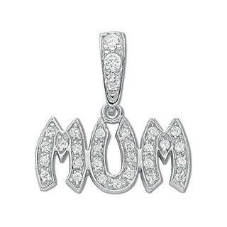 Silver Pave Set CZ Mum Drop Pendant
