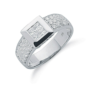 Silver Pave Set CZ Ring J