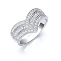 Silver Pave Set CZ Triple Wishbone Ring