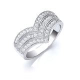 Silver Pave Set CZ Triple Wishbone Ring