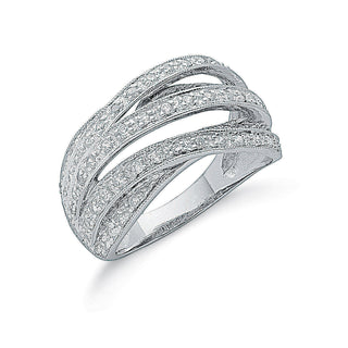 Silver Pave Set Fancy CZ Ring J