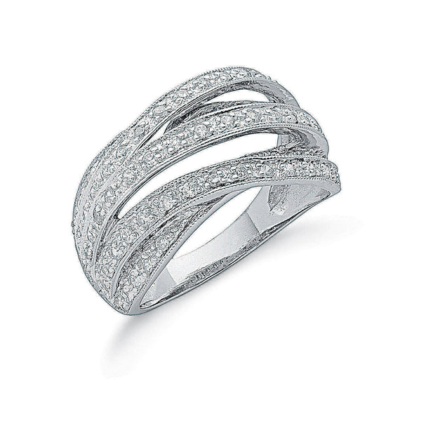 Silver Pave Set Fancy CZ Ring J