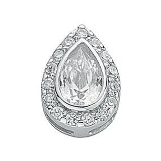 Silver Pear Cut CZ Cluster Drop Pendant 1.5g