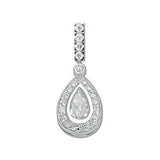 Silver Pear Cut CZ Cluster Drop Pendant 1.8g