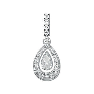 Silver Pear Cut CZ Cluster Drop Pendant 1.8g