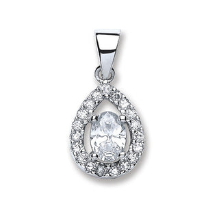Silver Pear Shape CZ Pendant 2.5g