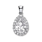 Silver Pear Shape CZ Pendant 3.8g