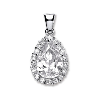Silver Pear Shape CZ Pendant 3.8g