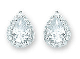 Silver Pear Shaped CZ Cluster Stud Earrings 3.6g