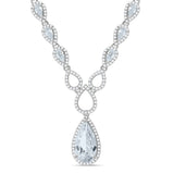 Silver Pear Shaped Drop Set Clear CZ's Necklace 18