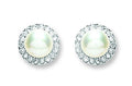 Silver Pearl & CZ Stud Earrings