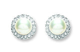 Silver Pearl & CZ Stud Earrings