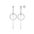 Silver Pin & Circle Drop Earrings