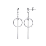 Silver Pin & Circle Drop Earrings