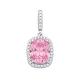 Silver Pink Cushion Cut CZ Pendant