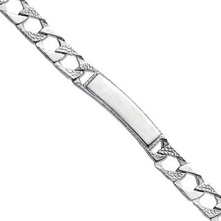 Silver Plain & Bark Casted Curb Id Baby 6" Bracelet 10g